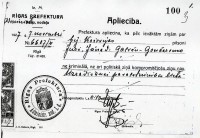 Apliecība no Rīgas Prefektūras